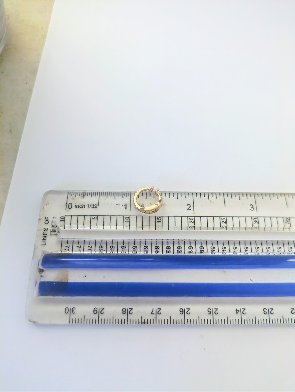 14k Solid Yellow Gold & Genuine White Sapphire Clip-On Nose Ring 1.01 Grams - Picture 12 of 13